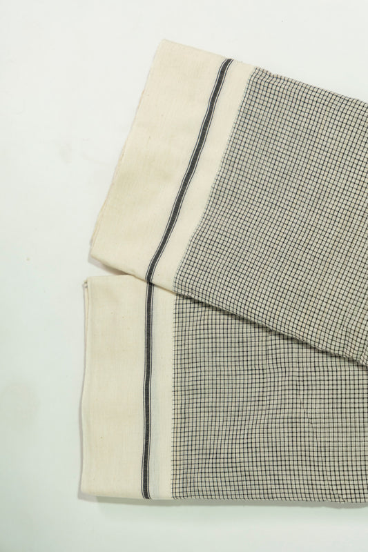 Handwoven Patteda Anchu cotton saree with traditional stripes