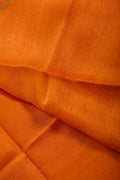 Woven peacock Jamdani pallu on Agun Pakhi orange silk linen saree