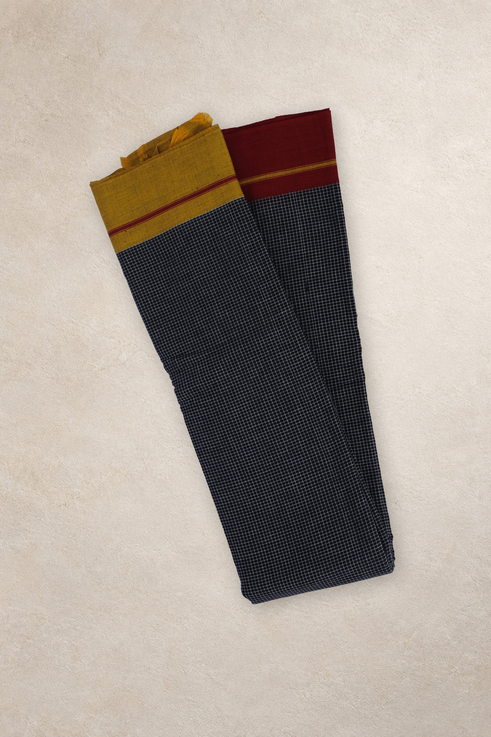 Maroon black and white striped pallu on Patteda Anchu cotton saree