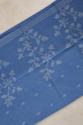 Floral Jamdani pallu on greyish blue Meghla Din cotton saree