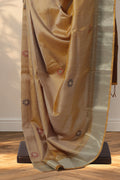 Pista green Kalakshetra silk saree with small handwoven buttis