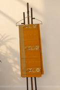 Gold zari border on Haldi Sona turmeric yellow Chanderi saree