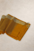 Turmeric yellow cotton silk blouse piece with gold zari