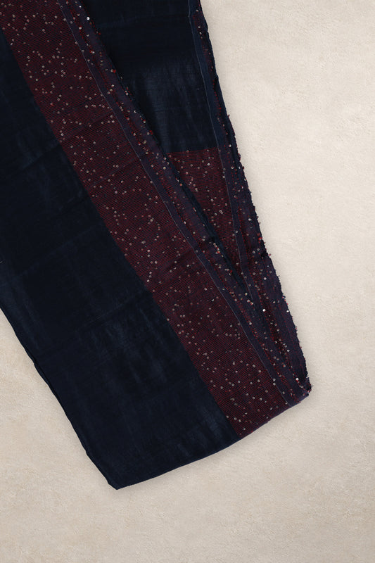 Black Matka silk saree with textured matte handwoven body