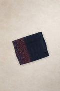Black Matka silk pallu with red woven threads and gold sequins