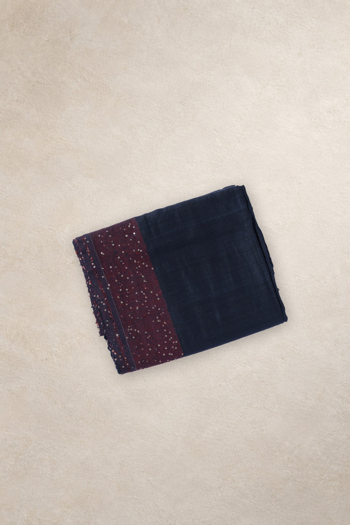 Black Matka silk pallu with red woven threads and gold sequins