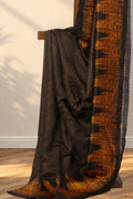 Brown Matka silk saree with textured surface and Tissue Temple Shibori
