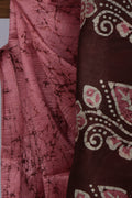 Pink and maroon silk blouse piece for Jaba Bagan Batik saree