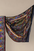 Black multicolour hand painted floral pallu of Megh Bela Batik saree
