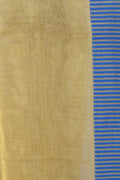Blue and gold striped pallu of Subarnarekha tissue gold Tussar saree