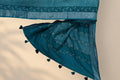 Leaf strips and silver zari striped pallu of Hari Jaali Dabu linen saree