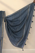 Diamond motif striped pallu of Chakri grey Dabu Kota Doriya saree