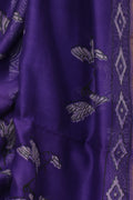 Diamond motif pallu of Jamuni Parinde purple Dabu Chanderi silk saree