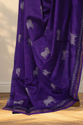 Purple Chanderi silk Dabu saree with hand block printed Pichwai motifs