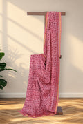 Gulabi Kamal pink Dabu Chanderi silk saree with lotus motifs