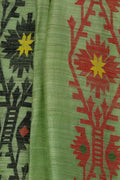 Geometric red yellow and black striped pallu of Kochi Pata Matka silk saree