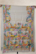 Multicolour floral skirt border on Majhir Gaan Kantha Tussar saree