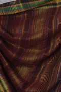 Multicolour pallu with golden zari work on Katthai Dhaaga Tussar silk saree