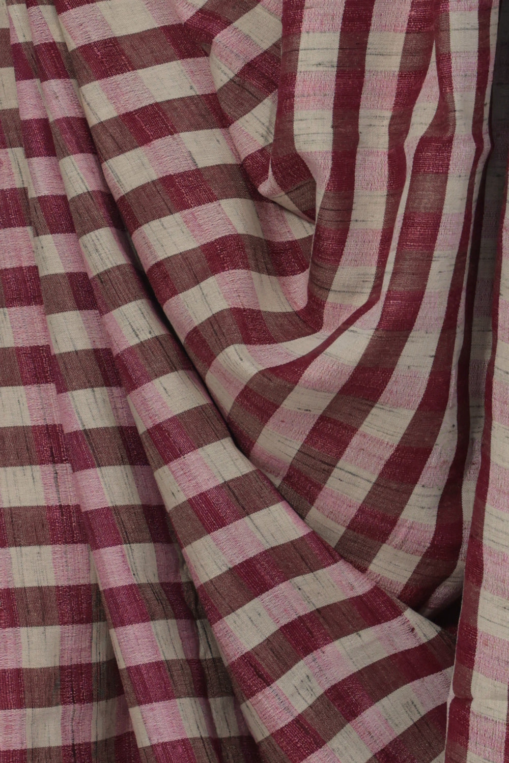 Multicolour checkered pallu with tiny geometric motifs on Gulabi Chowkdi saree