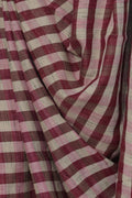 Multicolour checkered pallu with tiny geometric motifs on Gulabi Chowkdi saree
