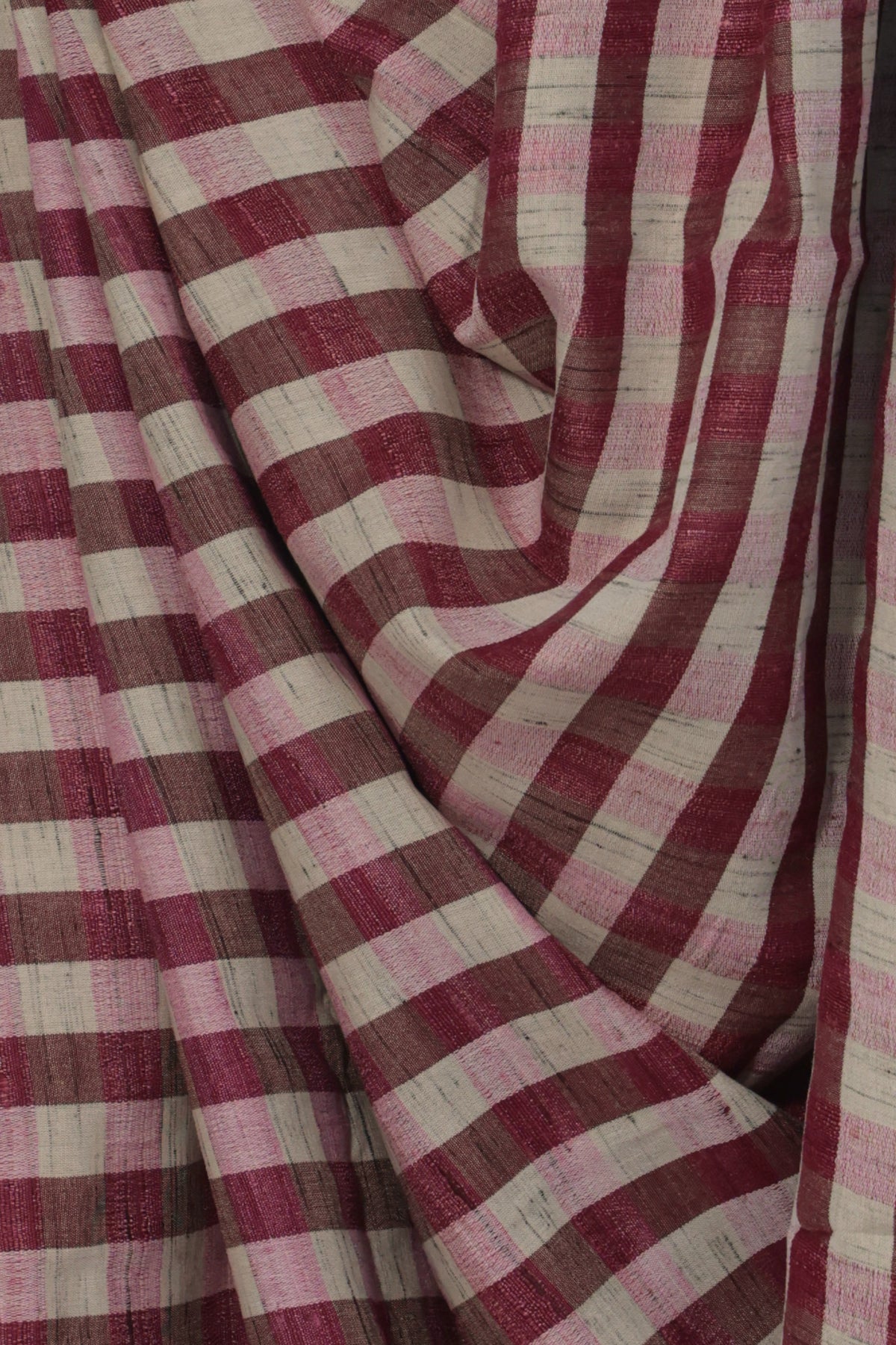 Multicolour checkered pallu with tiny geometric motifs on Gulabi Chowkdi saree