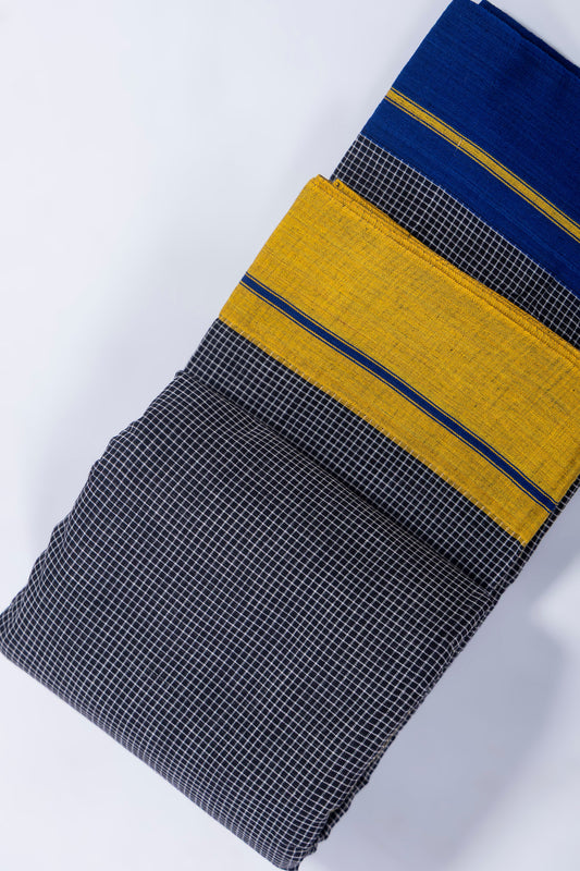 Handwoven Patteda Anchu saree with Ganga Jamuna borders
