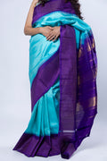 Gopura Neeli Molakalmuru saree showing purple gold temple border motifs