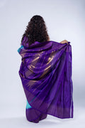Deep purple and gold pallu of Gopura Neeli Molakalmuru silk saree