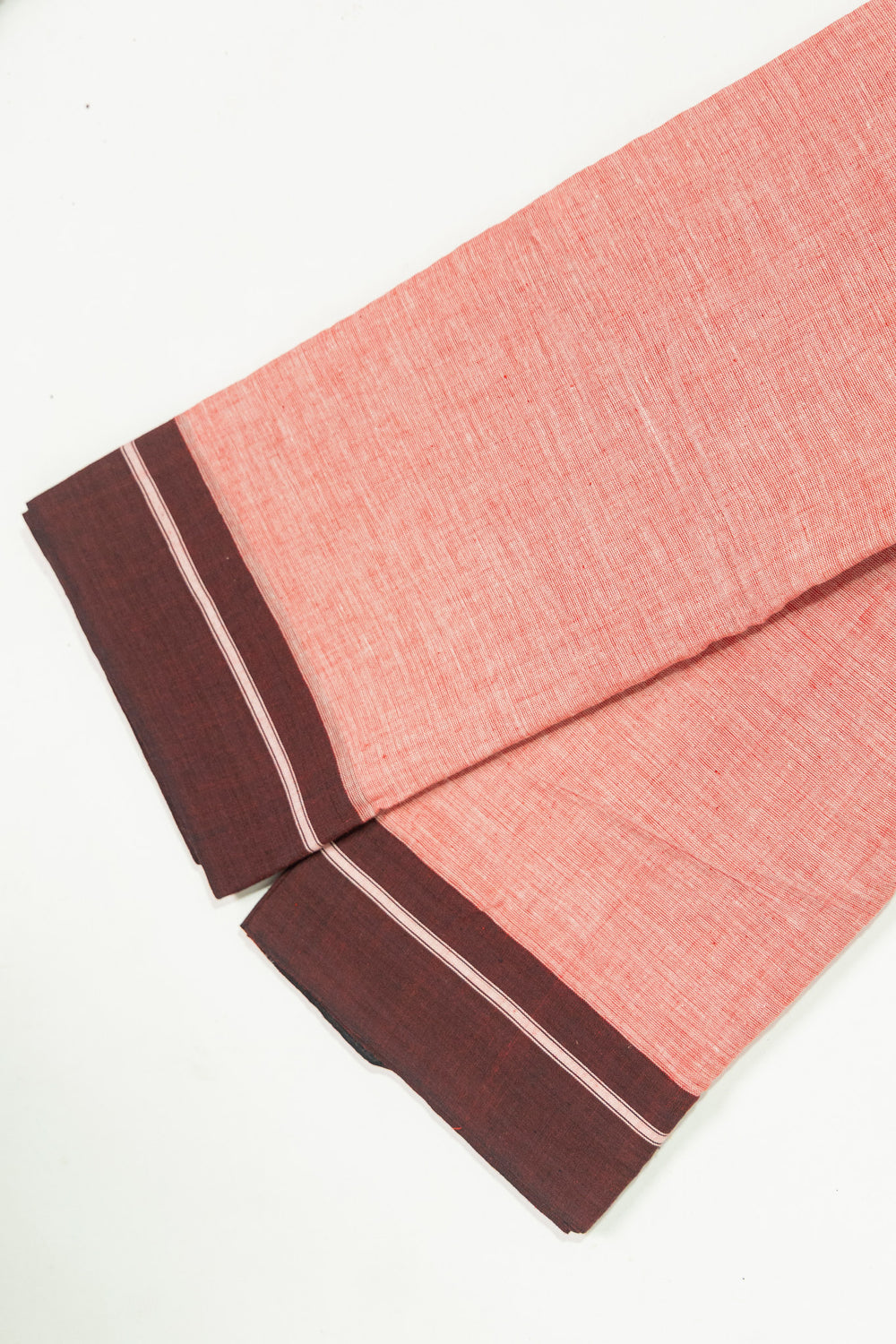 Handwoven Patteda Anchu cotton saree with contrast pink border