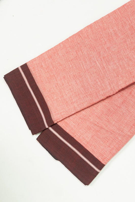 Handwoven Patteda Anchu cotton saree with contrast pink border