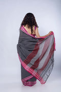 Handwoven Patteda Anchu cotton saree with woven body