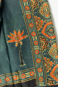 Khajuri Baag Ajrakh modal saree with black selvedge and floral border