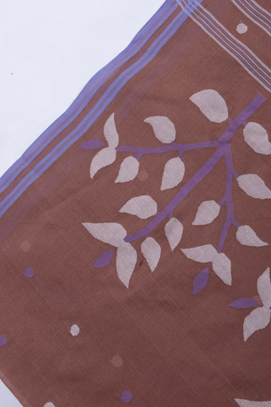 Jamdani cotton saree with traditional handwoven motifs