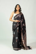 Rann Ni Raat black and indigo Ajrakh hand block printed modal saree