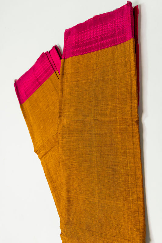 Saasive Hoovu Ilkal saree with mustard yellow body