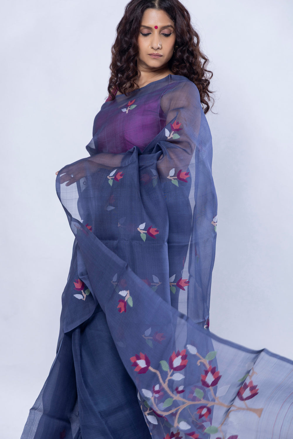 Jamdani motif pallu of Sondhya Tara cotton saree