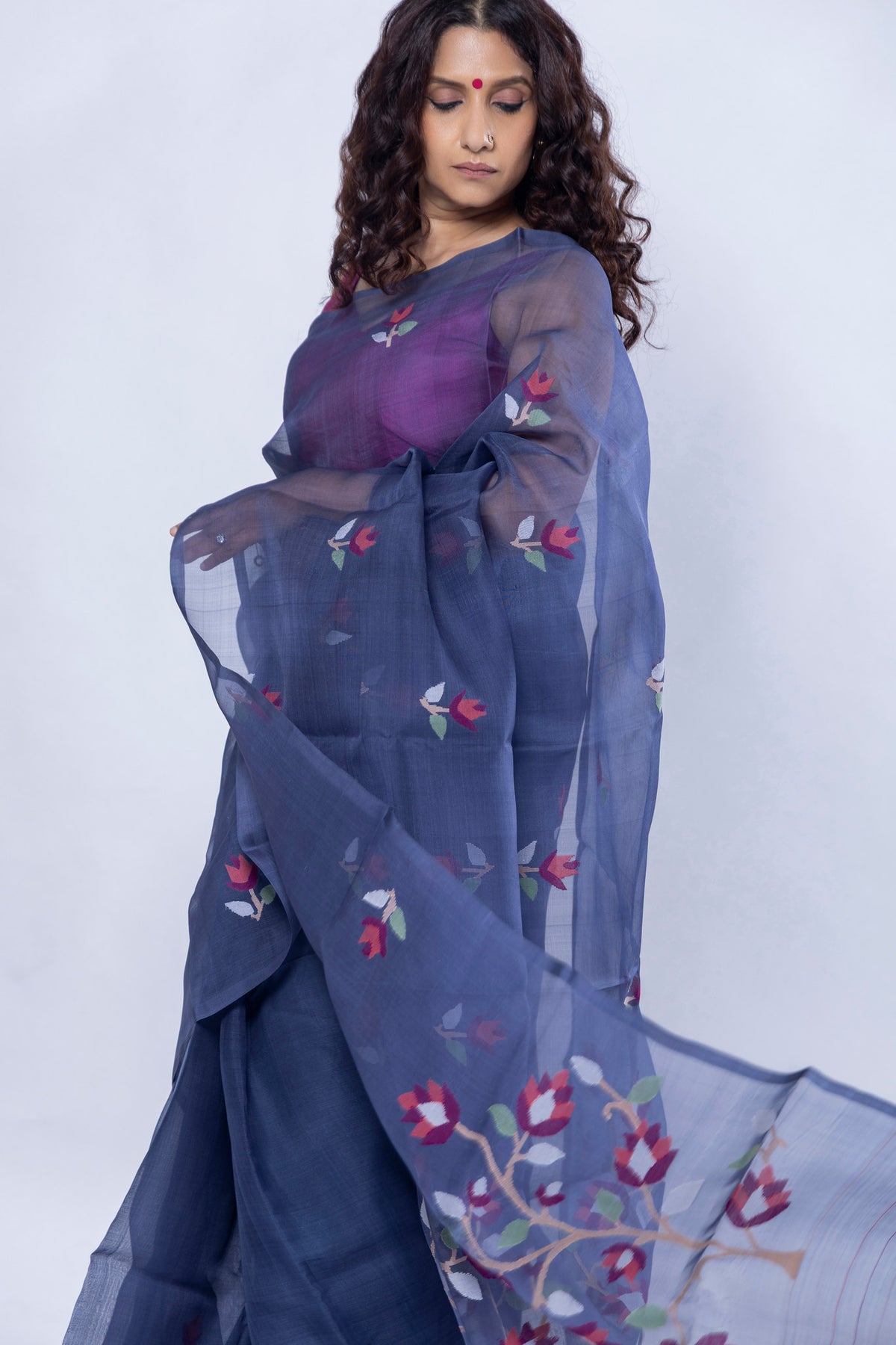 Jamdani motif pallu of Sondhya Tara cotton saree